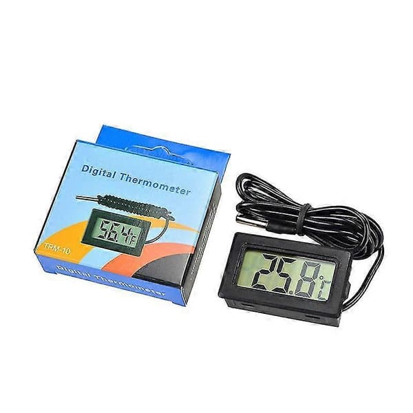 2/4-pakning Digitalt LCD Termometer Temperaturmåler Med Vanntett Sensorprobe Kjøleskap Black 2PCS