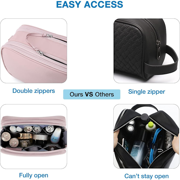 1 stk Toaletveske for kvinner, Reise Toalettsaker Organizer Kit Vannresistent Sminke Kosmetikkveske for Toalettsaker, Sminke Pink