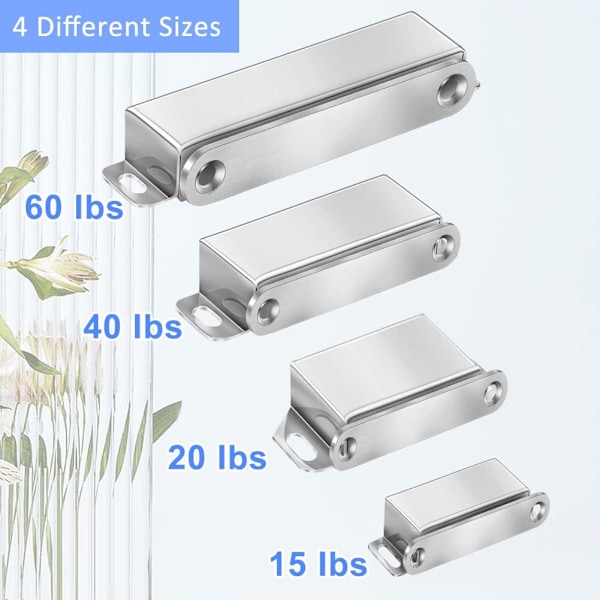 Magnetisk dörrlås stark magnet skåplås magnetisk hårdvara rostfritt stål krom dörrstängare för badrum skjutdörr fönster skåp Silver Medium