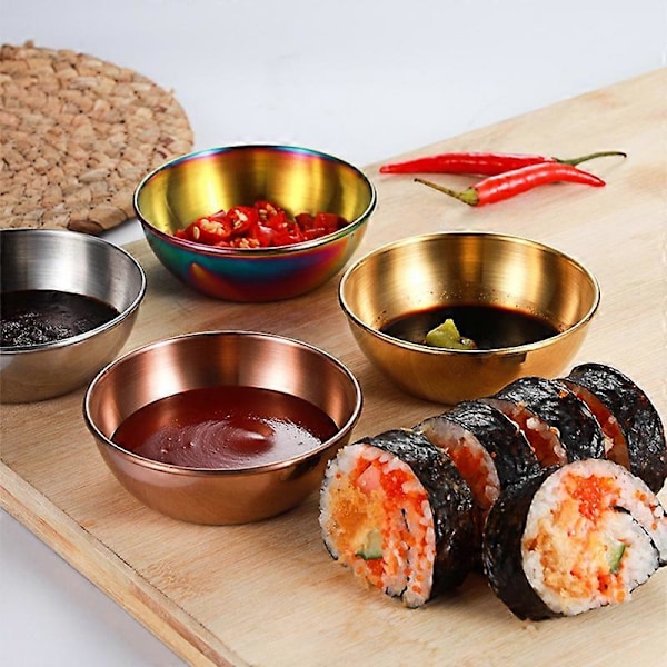 Krydderiskål Rund Rustfri Rustfrit Stål Husholdnings Lille Metal Sauce Tallerken til Hjemmet Multicolor