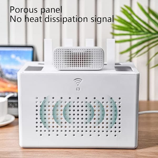 Dobbeltlags Wifi Router Oppbevaringsboks Skrivebordsbase Ledningsorganisator Boks Dekoder Element Skjult Ferdiggjøringsboks White