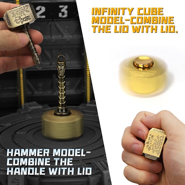 Fidget Spinner i mässing, metallleksaker, present till barn och vuxna, Tors hammare Finger Hand Spinner (2-pack)