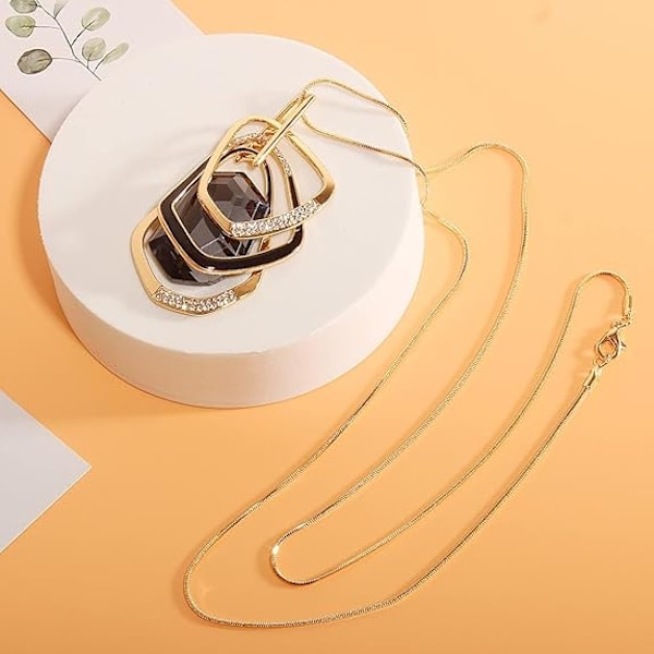 Halsband med Trelagershänge Långt Uttalandehalsband Lång Tröjkedja B