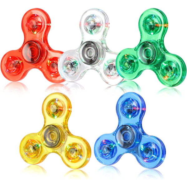 Krystall Fidget Spinner 5-pakning, Partypose Fyllstoff for Barn, Lysende Håndspinnerleker for Stressavlastning Anti Angst, Bursdag Graduation Gaver