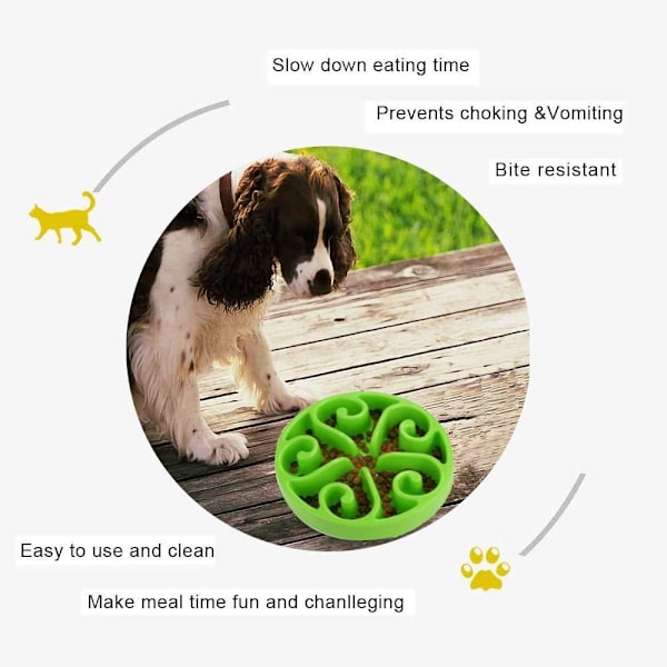 1 st Slowmatningskål för Hund, Långsam Ätningsskål för Mellanhundar, Rolig Pussel Slow Feed Halksäker Interaktiv Blo Green