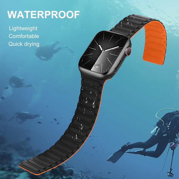 Magnetiska klockarmband kompatibla med Apple Watch-armband Mjukt silikonersättningsband designat för iWatch Black Orange 38/40/41mm