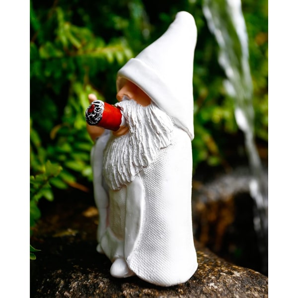 Middle finger figurine, playful smoking elf gnome, gnome garden decoration