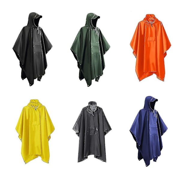 Regnkappa 3 i 1 Regnponcho Multifunktionell Regnrock Poncho Regnponcho Vuxen Vattentät Återanvändbar Blue