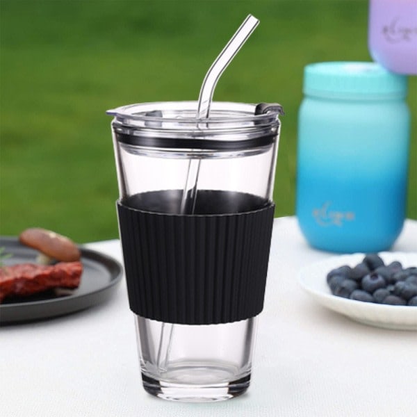 450 ml kaffekopp, mjölkkopp, tekopp, glas, kopp med sugrör, svart kopp