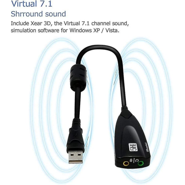 USB -kabel ljudkort 5hv2 stereoljudkort usb7.1 extern enhet Gratis ljudkort datorspel