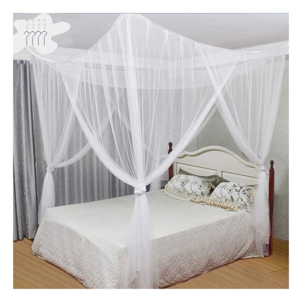 Bed Canopy Four-door mosquito net, fits most bed sizes