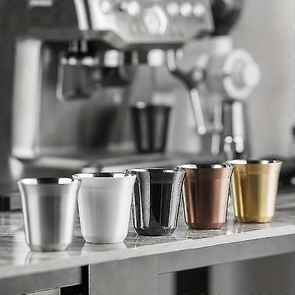 1 kpl, Espresso-kahvikuppi, 304 ruostumattomasta teräksestä valmistettu kahvimuki, kaksiseinäiset teekupit, kannettavat juomakupit, retkeilyyn, telttailuun, ulkokoristeluun, kesäkäyttöön Stainless Steel Color Small
