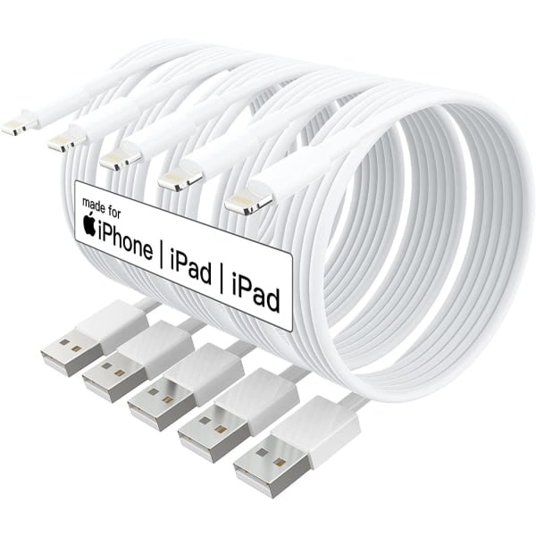 5X Lightning USB-kabel för Apple för din iPhone, iPad 1m Vit