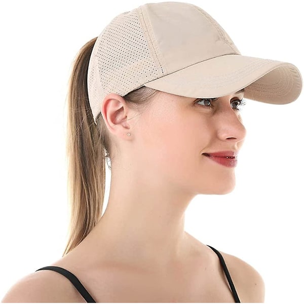 Baseballcaps med kryss-ponytail for kvinner Beige