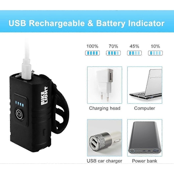Polkupyörän valot, USB ladattava polkupyörän valosarja, polkupyörän etu- ja takavalo
