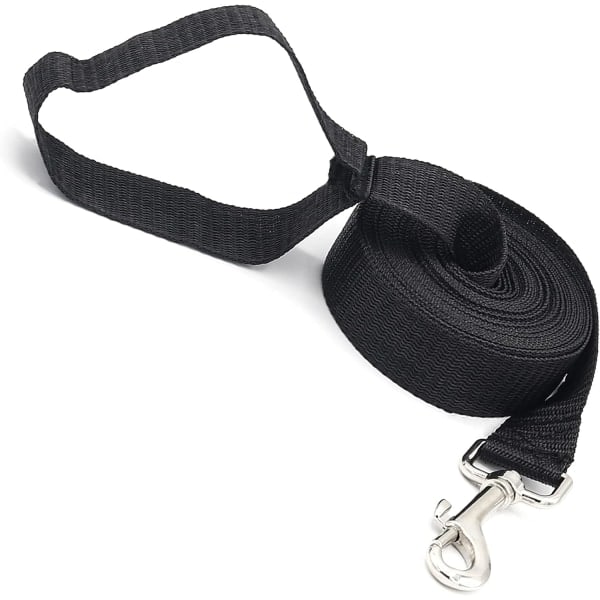 Ekstra Lang Hundetreningsline, 5m Nylonline for Store, Mellomstore og Små Hunder - Perfekt for Innkallingstrening, Lydighet, Løping, Camping Black