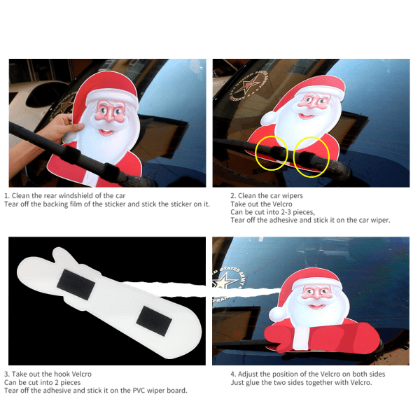 (2-pak) Julemanden Vinduevisker Bilsticker Uden Rem, Bagrude Bilsticker, Julegave Bilsticker (Stil 5)