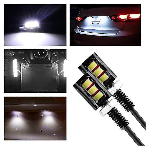 Hienot 2kpl Led-auton moottoripyörän rekisterikilven valot Lamppu Auto Takavalo Eturuuvipultti Polttimot Lamput Valonlähde 3 Led 5630 Smd
