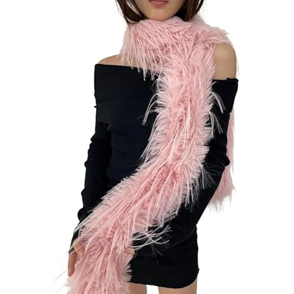 Dam Scarf Höst Vinter, Lätt Stor Varm Mysig Halsduk, Y2K Mode Kashmirhalsduk Konstgjord Päls Plysch Halsdukar för Kallt Väder Pink