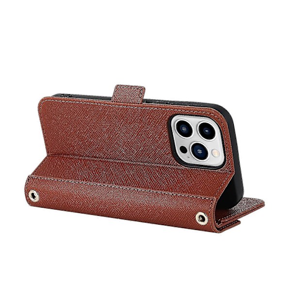 Lanyard Læder Etui Til Iphone 13 Pro Max Brown
