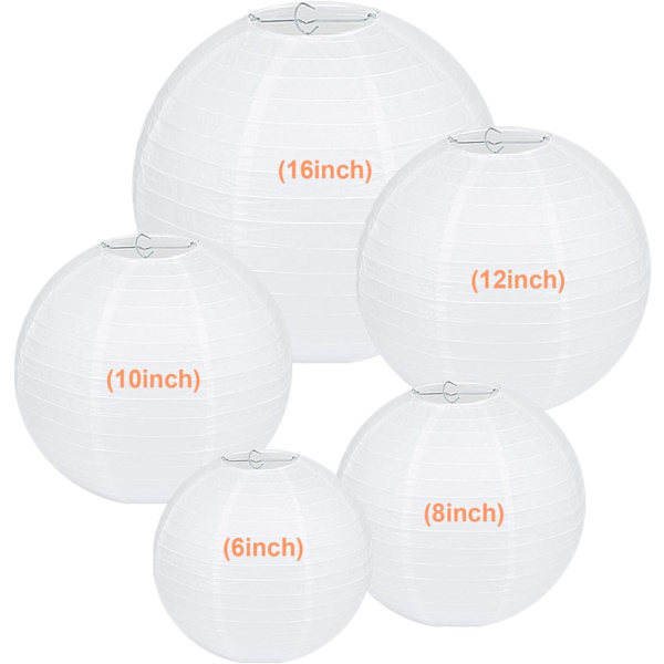 10 stk. Papirlangerner Hvide Runde Papirlangerner, Bryllup Have Bryllupsfest Dekoration 16 inch