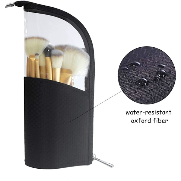 1 stk Sort Rejsemakeupbørsteholder, Blyant Pen Etui Organizer Taske Kosmetik Lynlås Pung Bærbar Vandafvisende Støvfri