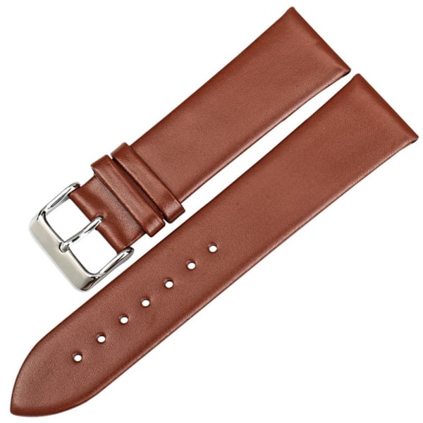 Classic watch strap soft PU-Leather Light brown 14mm