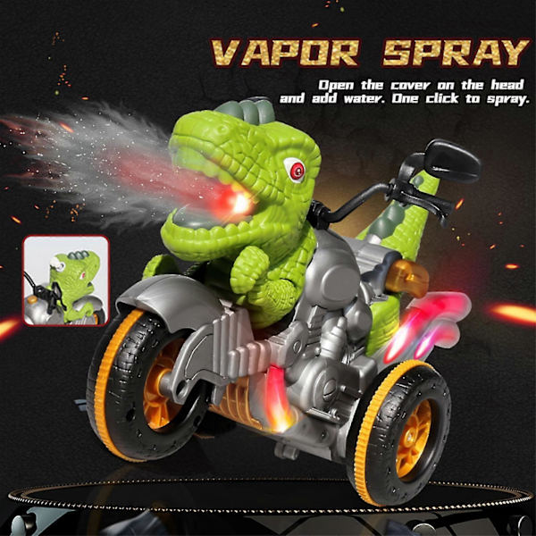 Dinosaur Motorcykel Pojkar Presenter Barn Leksak Fjärrkontroll Diy Kreativ Deformation Bil Leksaker Green