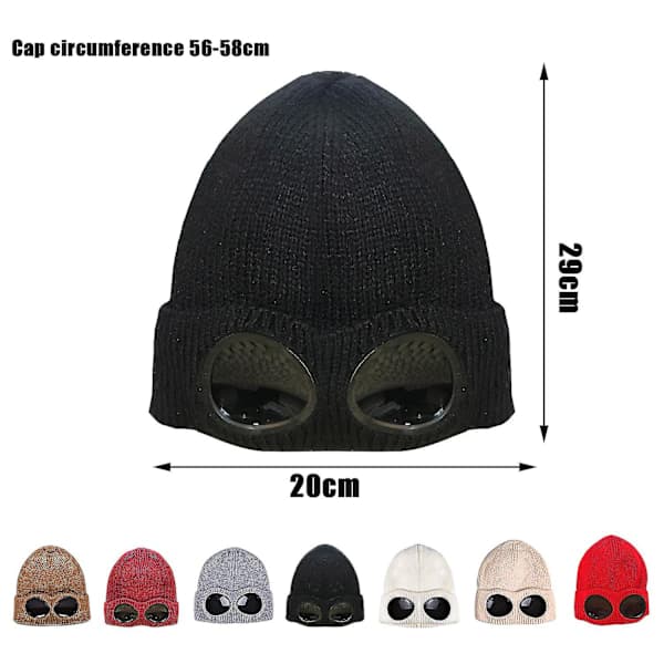 Hatt för Män och Kvinnor CP Stickad Ullvinterhatt Solglasögon Punkmössa Grey