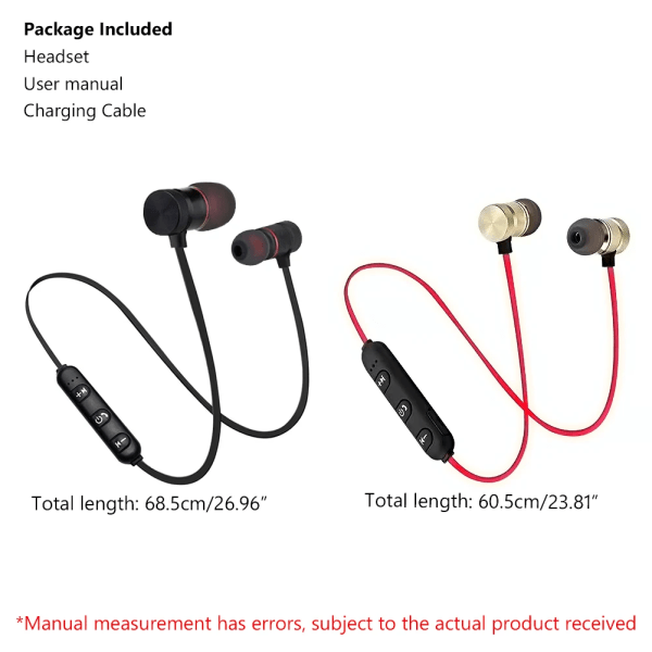 Bluetooth-hörlurar Magnetiska Sport 4.1 Trådlösa Handsfree Headset Halsband Hörlurar Stereo Hörlurar för iPhone Android Svart Black