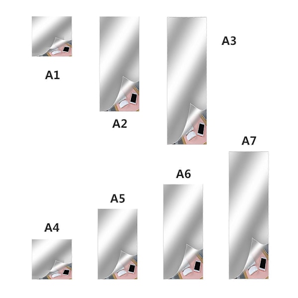 Självhäftande Akryl Spegel, Spegelplattor, Flexibla Spegelark Väggdekaler, Ramlös Spegel 50cm*150cm*0.2mm