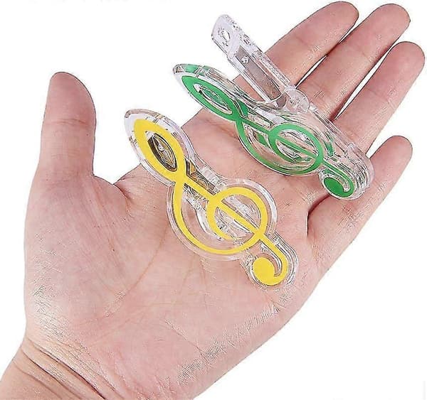 Musikark Klips - Sæt med 5 Klare Plastik Musikark Klips - Til Bogsider og Musikark