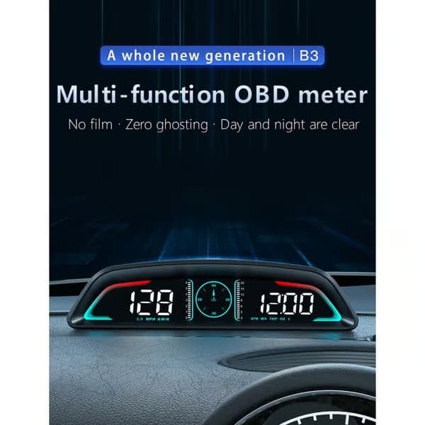 Bil Head-Up Display Modell B3 - Hastighetsmätare - OBD2 - Vattentemperaturlarm