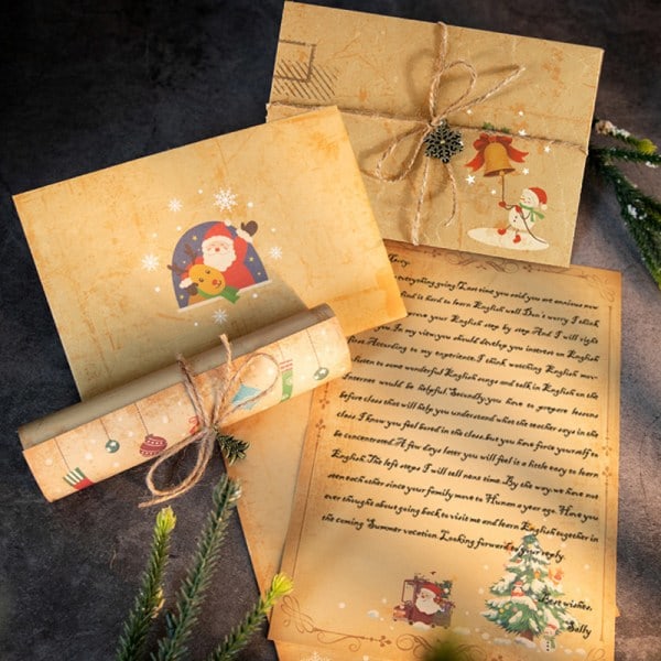 6 stk Vintage Brun Papirvarer Juler Julfest P2