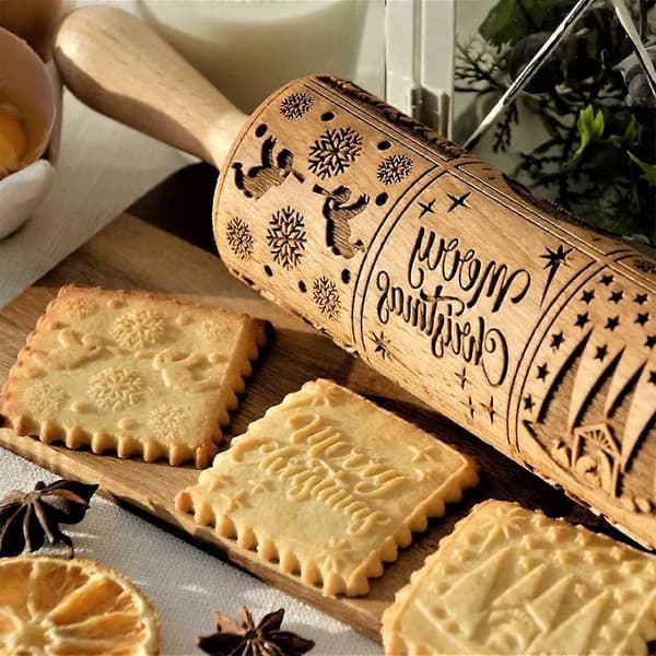 Prege kjevler for baking av kaker preging kjevle julegave