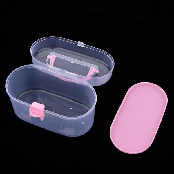 Dubbellagers Plast Tom Förvaring Smycken Pärlor Behållare Fodral Klar Rosa