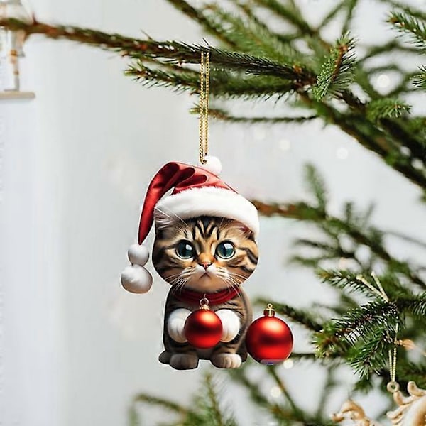 Tecknad Söt Katt 2023 Julgransprydnader Hängande Dekoration Gåva Jul Hängande Träd Personlig Hänge Festtillbehör D1