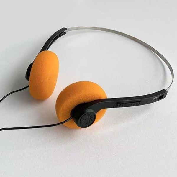 Retro nostalgisk headset MP3 Walkman-hodetelefoner oransje one-size