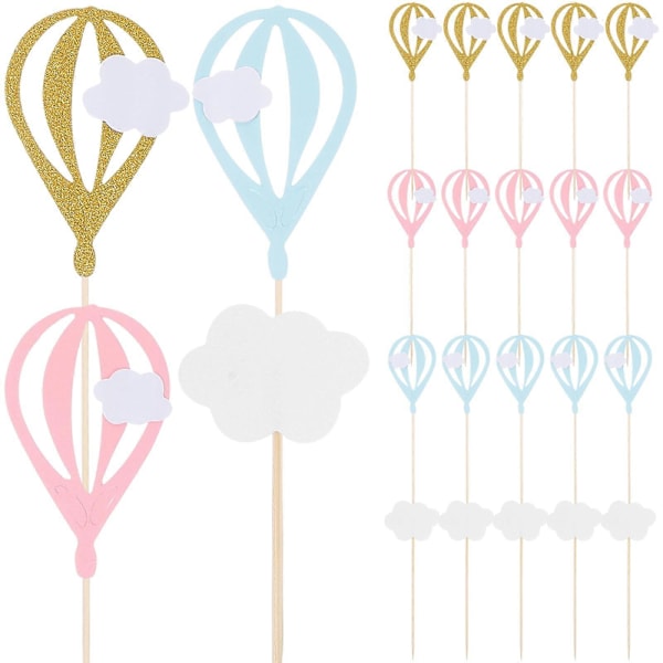 30 stk. Hvid Sky Luftballon Kage Cupcake Toppers Muffin Mad Frugt Picks Baby Shower Fødselsdagsfest Favoriserer Forsyninger