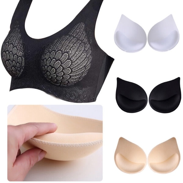 3D Lift Up Sponge BH Pads för Bikini Kvinnor Underkläder BH Inserts Pad 5 Par Vit White