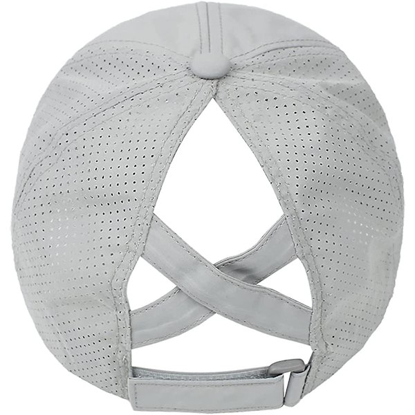 Naisten baseball-lippis ristikkäisellä poninhäntäaukolla Light Gray
