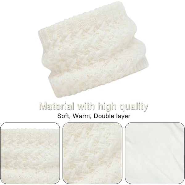 Vintermössa, Halsduk och Vantar Set för Barn, 3-Delar Stickad Varm Crochet Tjock Fluffig Halsduk Pom Pom Mössa Två Fingrar Touch Screen Vantar Set White