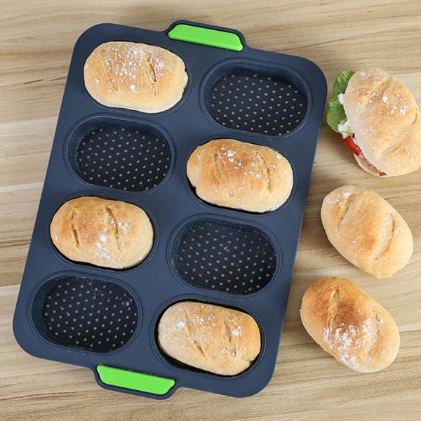 2 stk Mini Baguette Bakepanne, Perforert Non-Stick Bakepanne