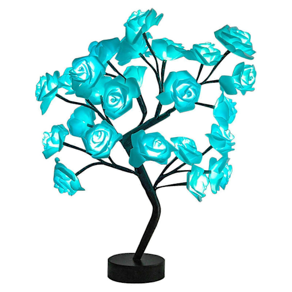 Snygg Rosbukett LED Träd Bordlampa Ljus Fest Bröllop Heminredning Present Blue