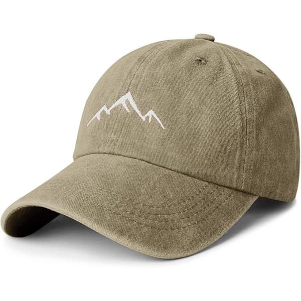 Basebollkeps för Män - Toppbroderad Basebollkeps, Klassisk Tvättad Vintage Avslappnad Passform Dad Cap Justerbar Strapback Keps. Khaki