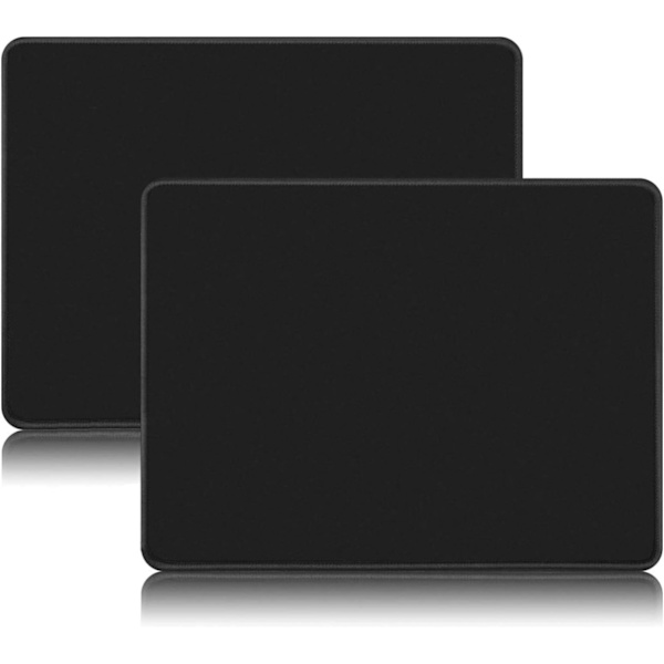 Musmatta 2-pack med sydd kant, halkfri gummibas, premium-texturerad och vattentät musmatta för datorer, bärbar dator, kontor, 10,2x8,3 tum, 3 mm