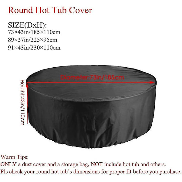 Runt Badkarstäckning Vattentät Polyester Utomhus Spa Täckning För Badkar/Bubbelbad Spa Utomhus Bärbar 185*110cm