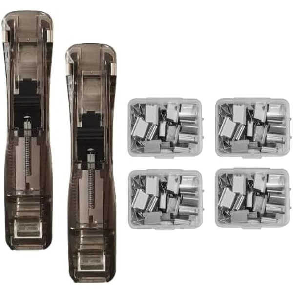Clam Clip Dispenser med 200 Genanvendelige Fyldclips, Beskadiger Ikke Dine Papirer, Binderclips Papirclips til Skole Kontor, Sømløs Hæftemaskine