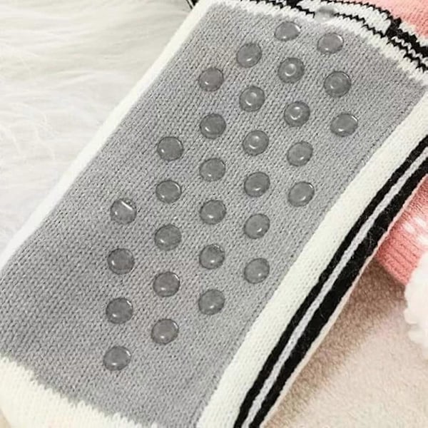 Ultratjocka Kashmirtofflor för Hemmet, Tofflor med Halkfri Sula pink