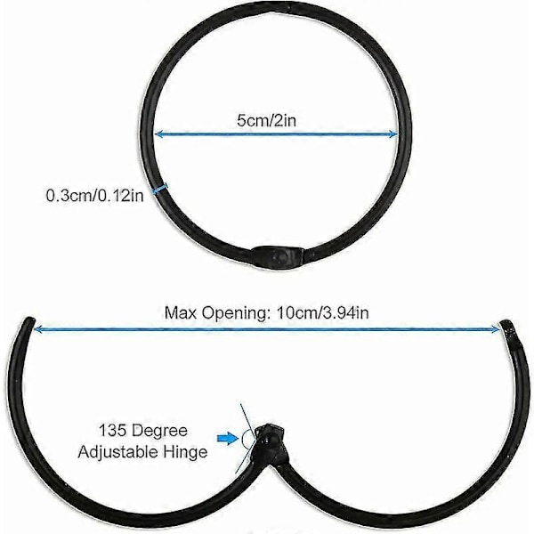 24-pakke 50 mm runde gardinringe - metal gardinklips til gardiner og gardinstænger (sort)